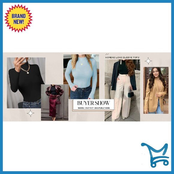 Women's 3 Pack Long Sleeve Mock Turtleneck Tops Thermal Layering - Picture 8 of 8